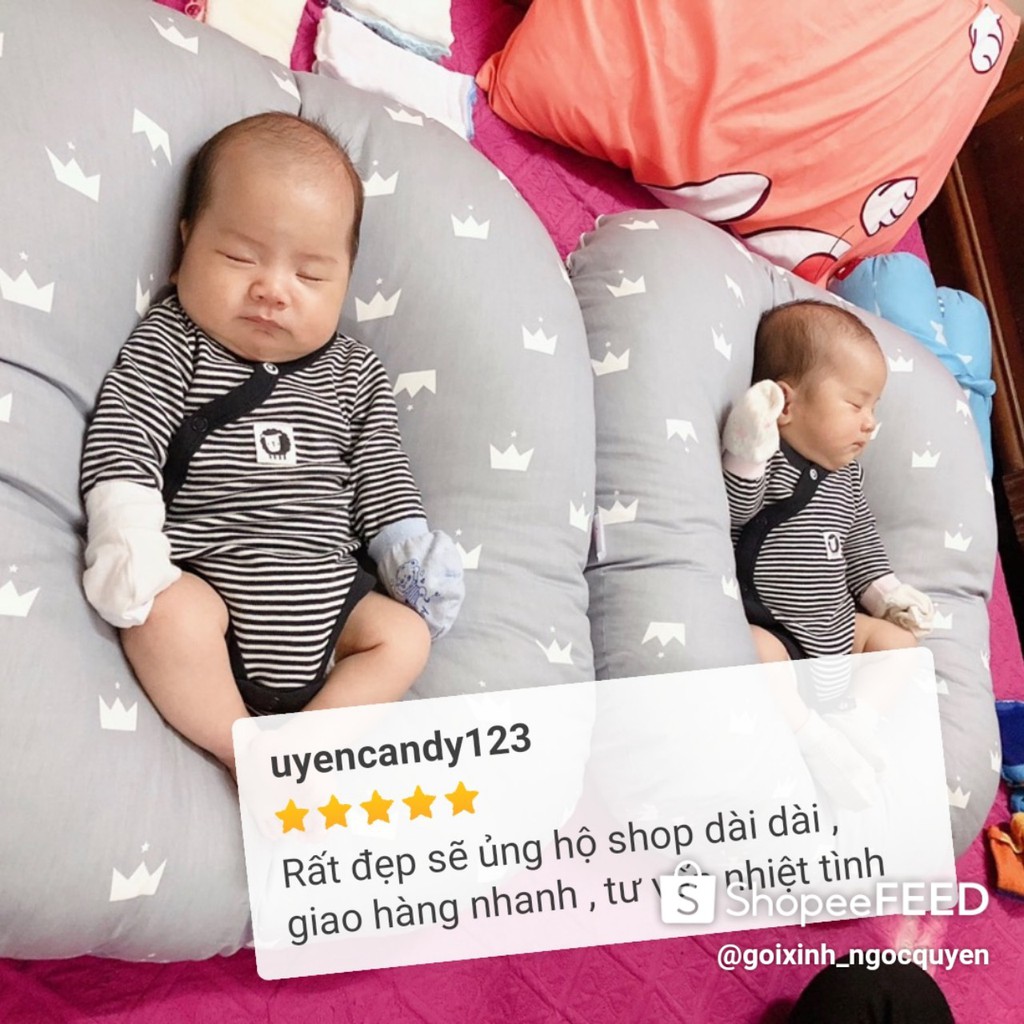 gối chống trào ngược cho bé Tặng gối chống móp đầu cho bé( Size 70cmx70cm)