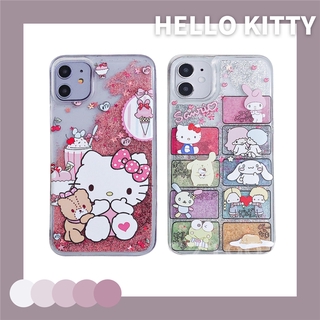 Ốp điện thoại dẻo cát chảy lấp lánh họa tiết Hello Kitty cho iPhone 12 11 Pro Max X XS XR XS Max 8 7 6 6s Plus SE 2020