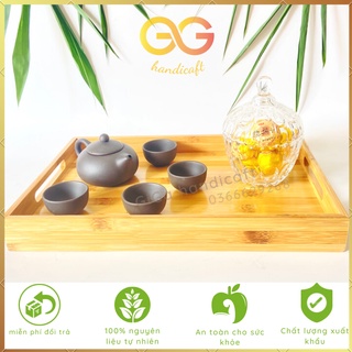 Khay trà gỗ tre cao cấp - khay bê đồ, phục vụ có tay cầm tiện dụng