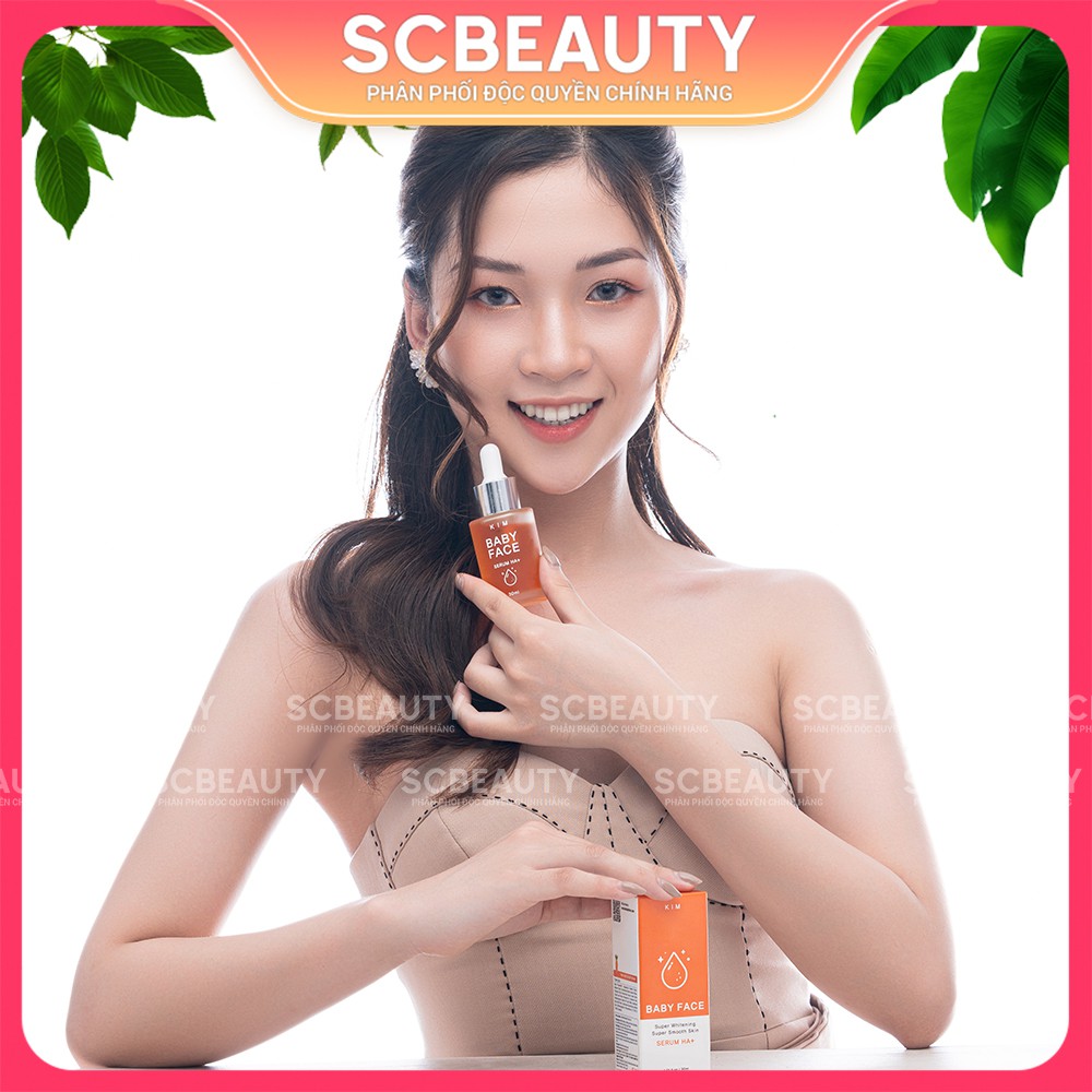 Serum dưỡng trắng da mặt, sạch mụn, mờ nám, tàn nhang KIM BABY FACE HA+ chiết xuất cà rốt 30ml