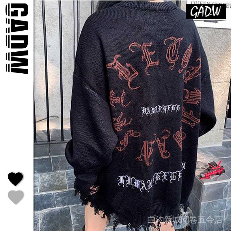 Áo sweater dáng rộng in chữ phong cách hiphop đường phố Mỹ phóng khoáng thời trang mùa đông cho nam nữ