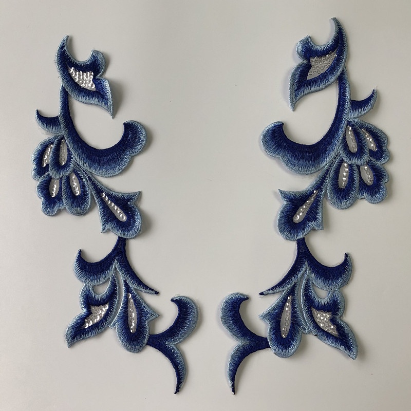 1 Bộ Miếng Vá Váy Cưới Thêu Hình Hoa Bồ Đề 3D Đính Kim Sa Lấp Lánh