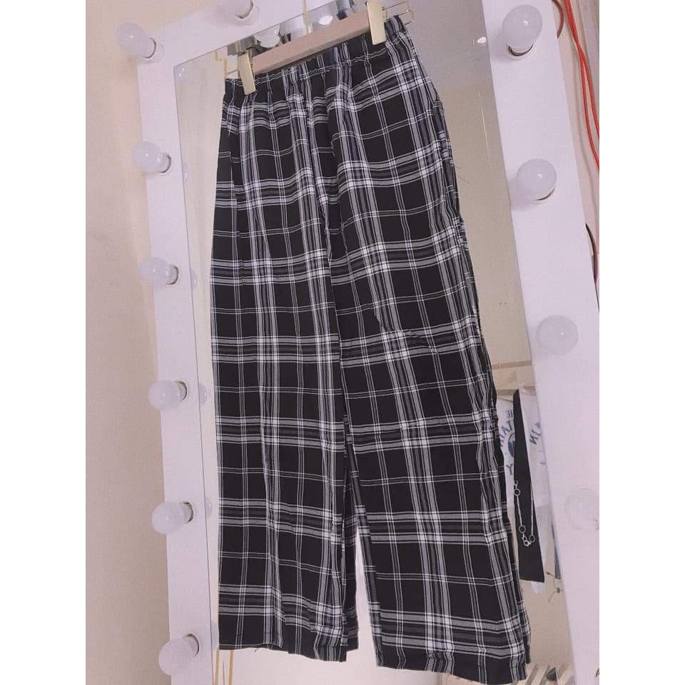 Quần kẻ caro ống rộng dáng suông,quần kẻ caro nam nữ form rộng dáng suông unisex | BigBuy360 - bigbuy360.vn
