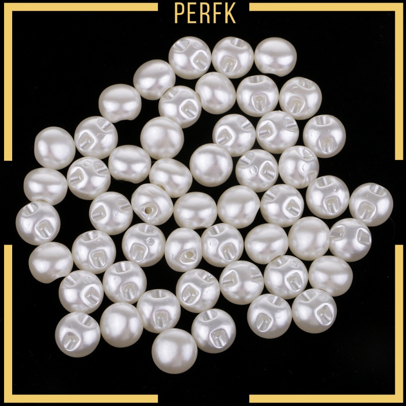 Set 50 Nút Ngọc Trai Màu Trắng 10mm Dùng Để Trang Trí Váy Cưới DIY