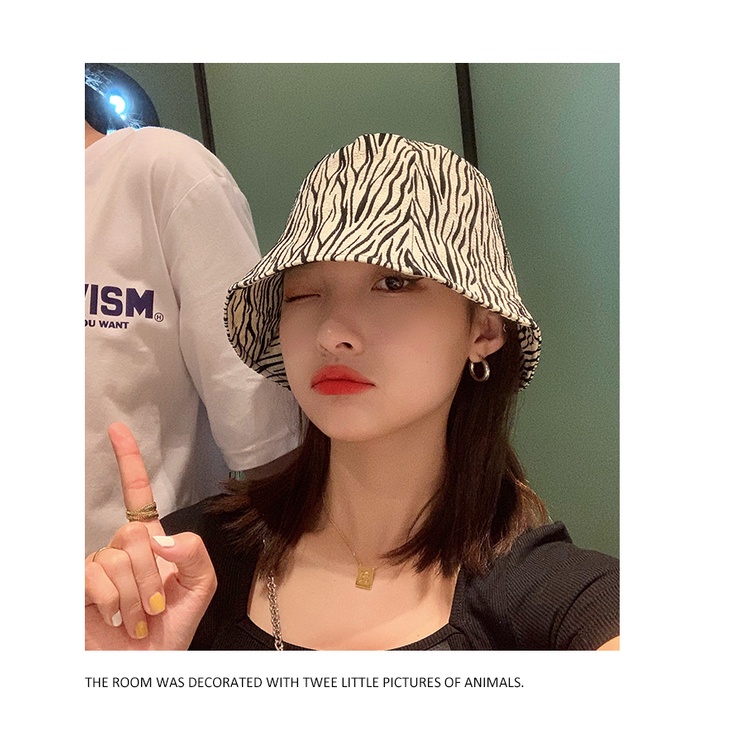 Nón Vành Rộng In Họa Tiết Ngựa Vằn Phong Cách Đường Phố Thời Trang Xuân Thu Cho Nữ