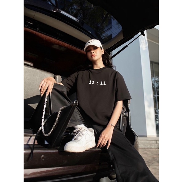ÁO THUN TAY LỠ COTTON 11:11 FORM UNISEX NAM NỮ (hình chụp thật)