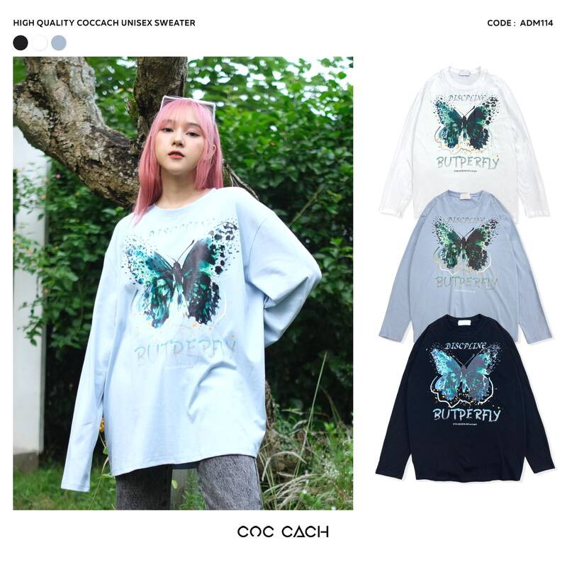 Áo nỉ dài tay nam nữ ADM114 by COC CACH