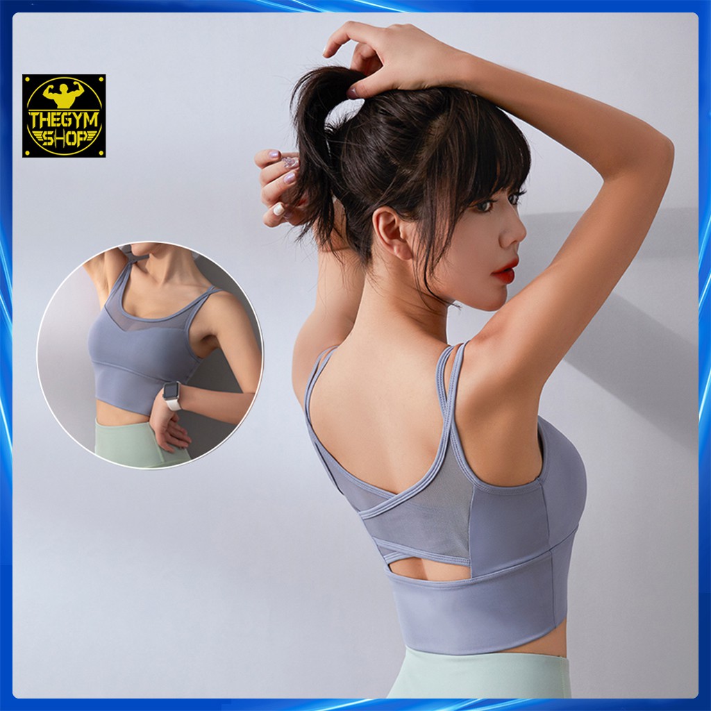Áo bra tập gym yoga chống sốc AMIN AM008 cao cấp có mút ngực lót trong áo ngực thể thao tập gym yoga vải co dãn ôm ngực