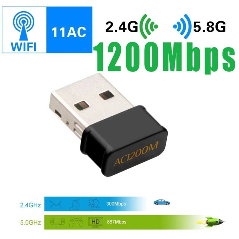 Usb Wifi Mini 802.11ac 1200mbps 2.4g & 5g Băng Tần Kép Cho Laptop