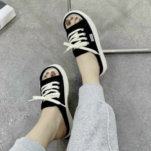 Dép quai ngang bánh mỳ chất vải độn đế 3p caro mới _sẵn hàng