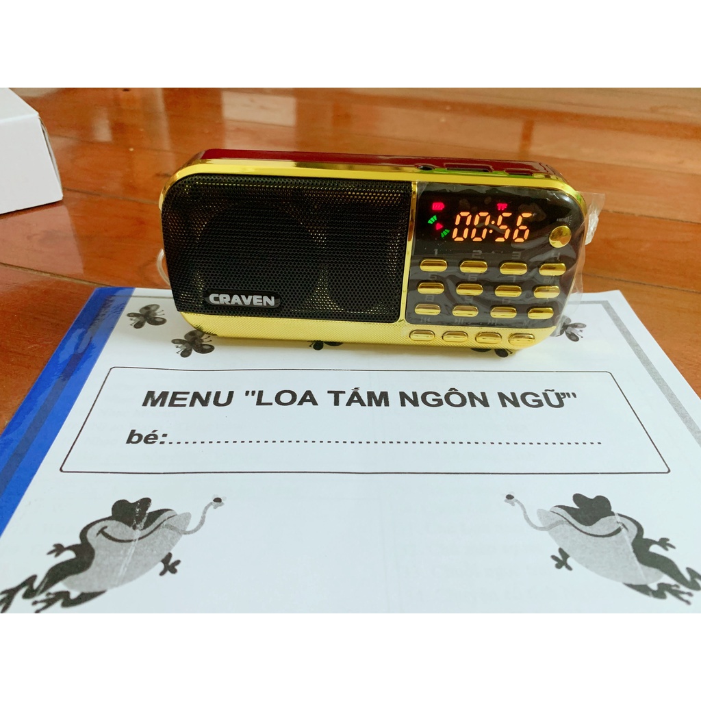 Combo Đài nghe tiếng anh cho bé, Loa tắm ngôn ngữ Craven 836 2Pin, Đài FM, Pin rất khoẻ