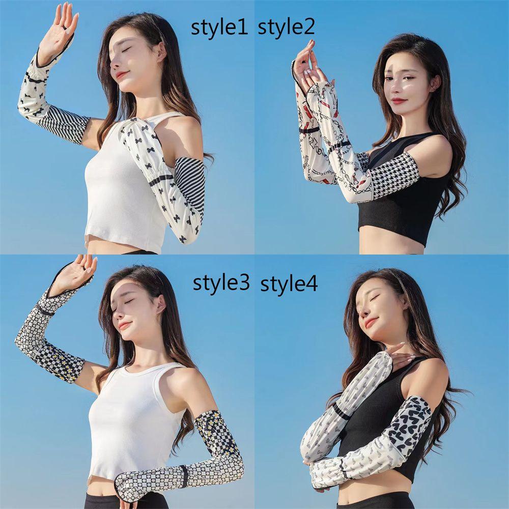 Găng Tay Chống Nắng Vải Lụa Lạnh Mỏng Dáng Rộng Phối Ren Thoáng Khí