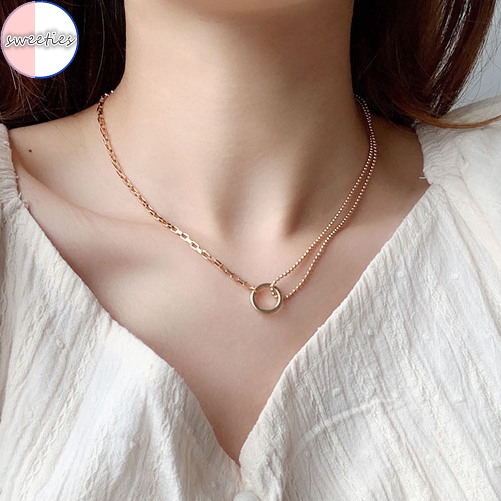 Vòng Cổ Choker Hai Lớp Thiết Kế Đơn Giản Phong Cách Hàn Quốc