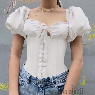 Áo Croptop Tay Ngắn Kiểu Pháp Thời Trang Mùa Hè Cho Nữ