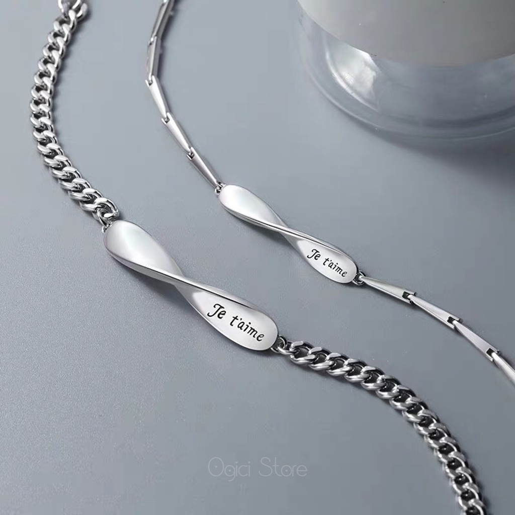 Vòng tay đôi, Lắc tay nam nữ họa tiết chữ tiếng anh thiết kế hoàn hảo dành cho cặp đôi tình yêu, Cá tính, 1 đôi