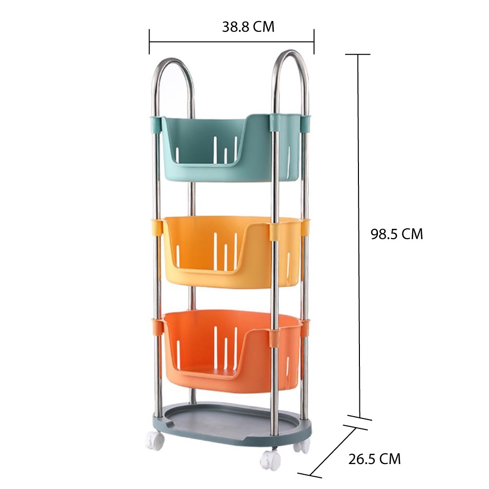 HomeBase STACKO Giỏ nhựa 3 tầng Maru R38.8xS26.5xC98.5cm nhiều màu