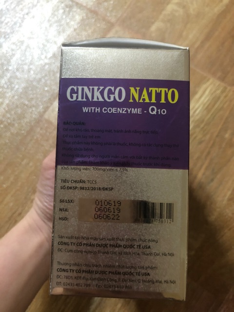 BỔ NÃO GINKGO NATTO WITH COENZYM Q10 HỘP 100 VIÊN