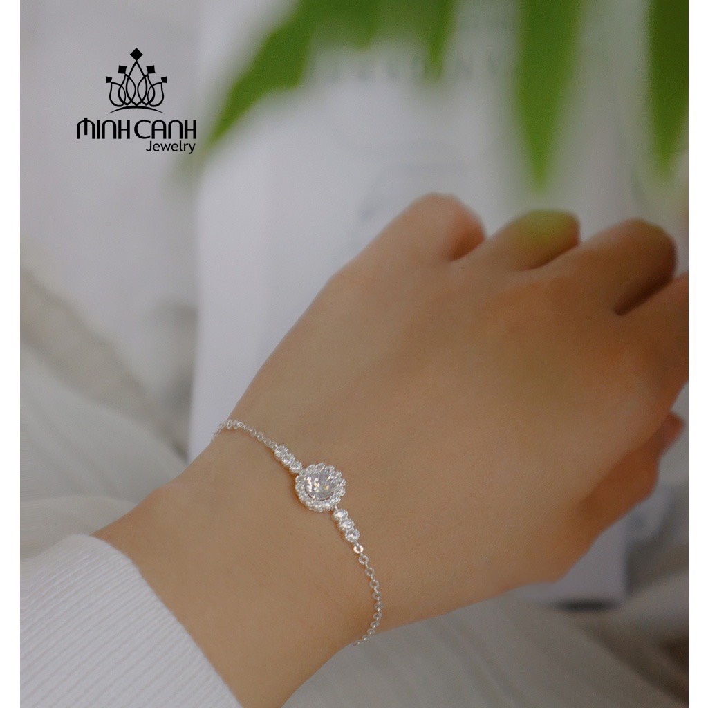 Lắc Tay Bạc Hoa Đá Tròn Dây Mảnh Minh Canh Jewelry