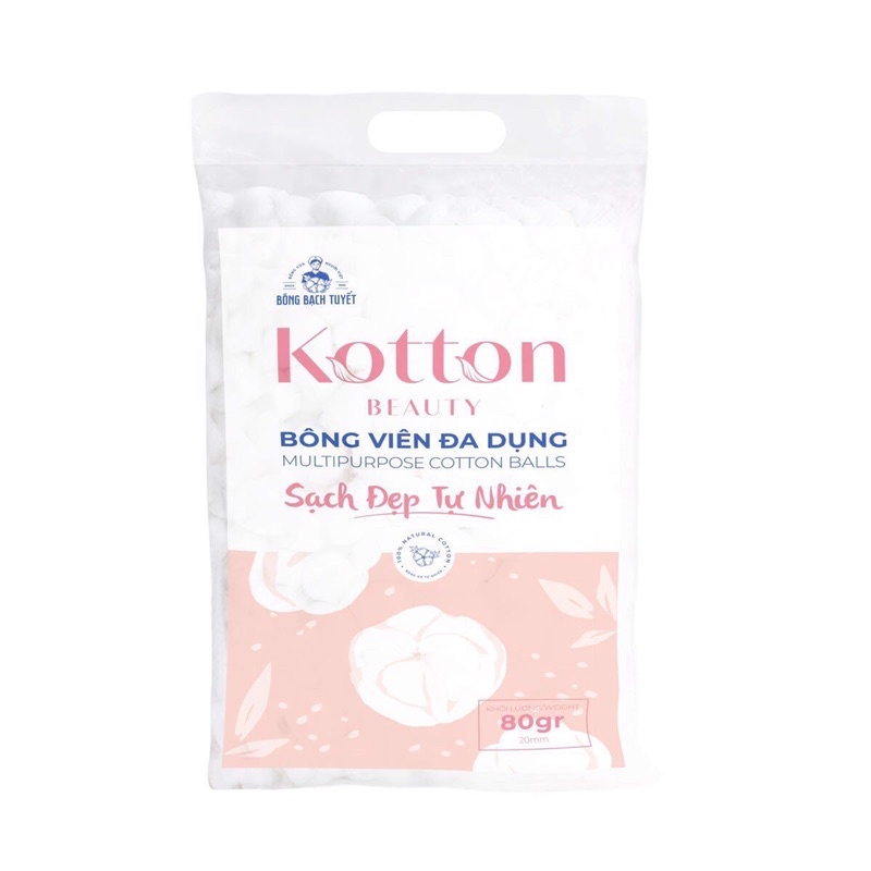 Bông gòn viên đa dụng Bạch Tuyết - Kotton Beauty (Mẫu mới) giúp tẩy trang, lau móng tay, nhét tai, vệ sinh vết thương