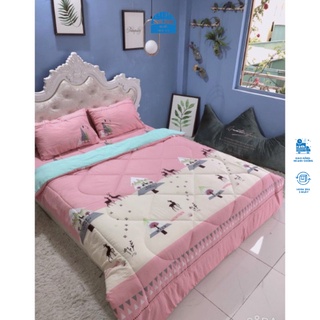 Set Chăn ga gối mùa hè cao cấp cotton đũi 5 món kèm chăn thu hè