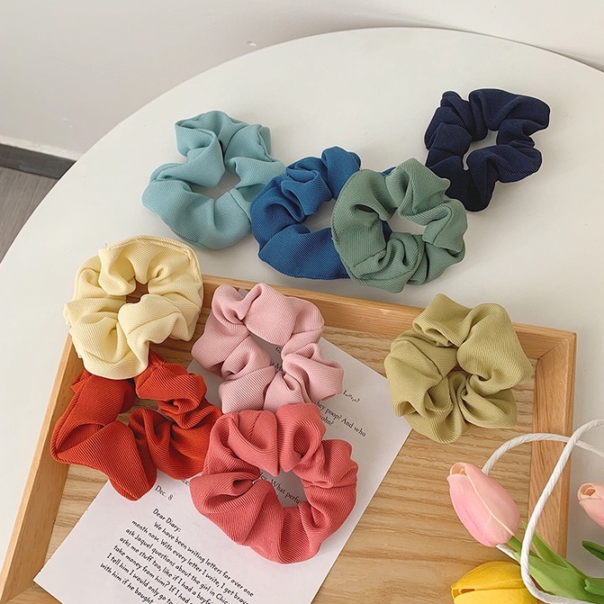 Dây Buộc Tóc Scrunchies Gân Nổi Vintage Cute,  Không Đau Đầu, Vải Mềm Mịn, Sang Trọng Hàng Taobao Loại 1