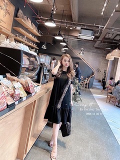 Váy cotton đuôi cá viền bèo
