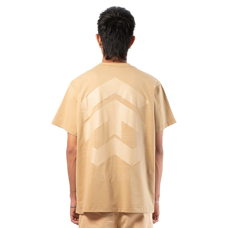 5THEWAY® /public icon/ BIG LOGO SQUARE TEE™ in WARMSAND aka Áo Thun Tay Ngắn Nâu Nhạt