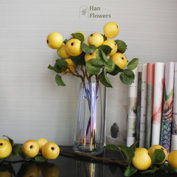 Cành táo vàng 4 quả - cành táo giả - trang trí nhà cửa Han Flowers
