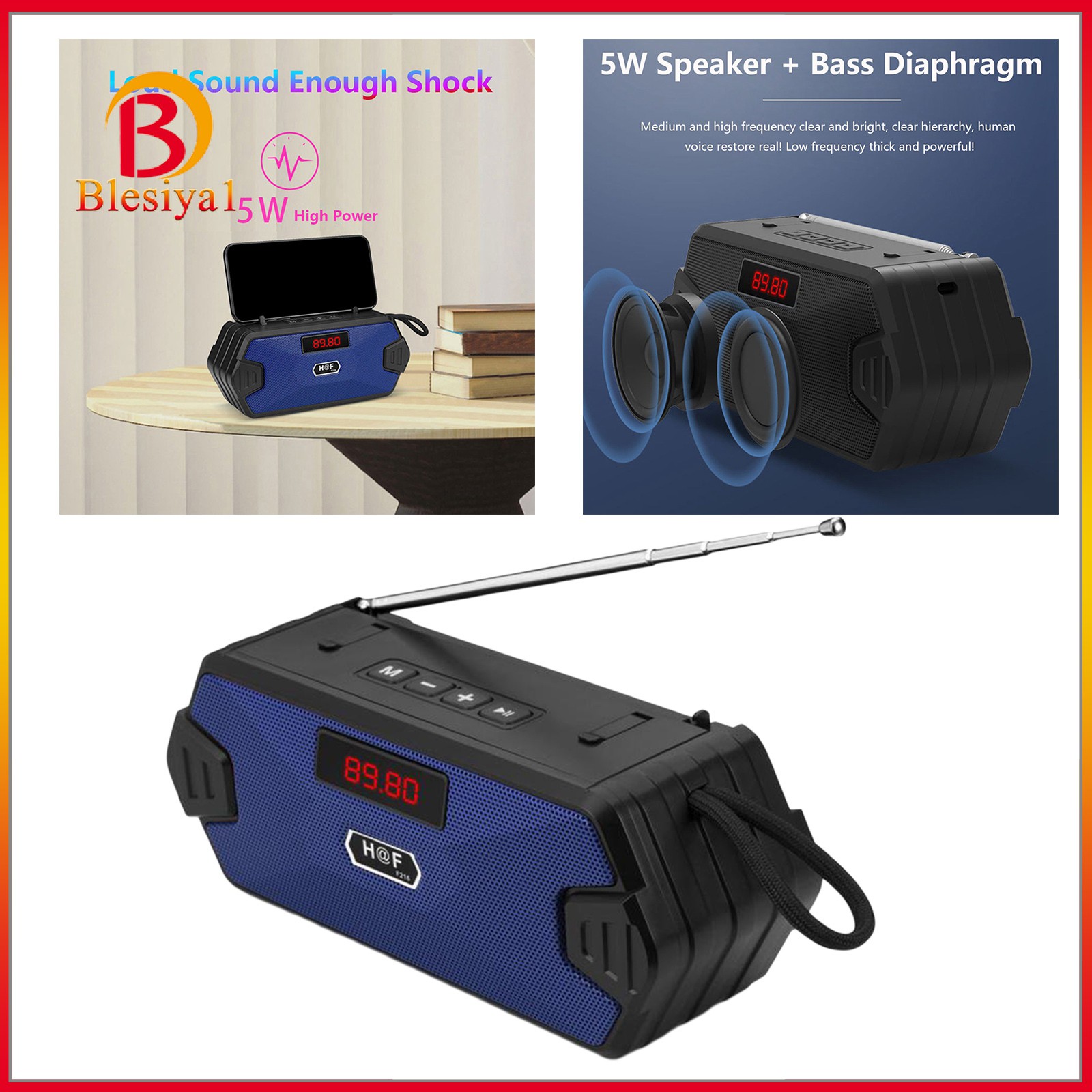 Loa Bluetooth Không Dây Âm Thanh Stereo Super Bass Fm Radio Tf Mp3