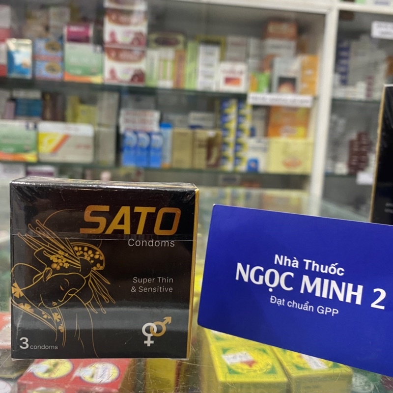 ✅ [Chính Hãng] Bao Cao Su Sato condoms chuẩn Nhật 100% cao su tư nhiên  hộp 12 cái ,3 cái