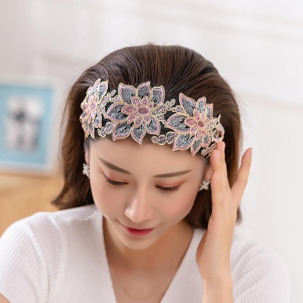 Băng Đô Cài Tóc Răng Cưa Thêu Hoa 15H Không Trượt Thích Hợp Cho Nữ