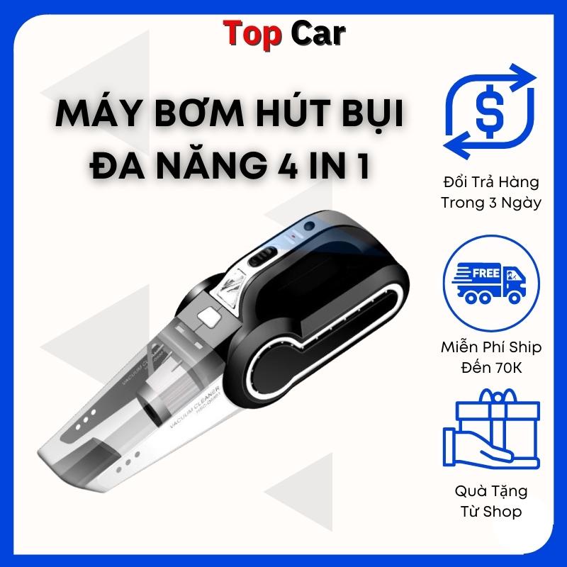 Hút Bụi Ô Tô,  Bơm Lốp Ô Tô Đa Năng 4 Trong 1 - Hút Bụi, Bơm Lốp Xe Ô Tô, Đo Áp Suất Lốp, Chiếu Sáng