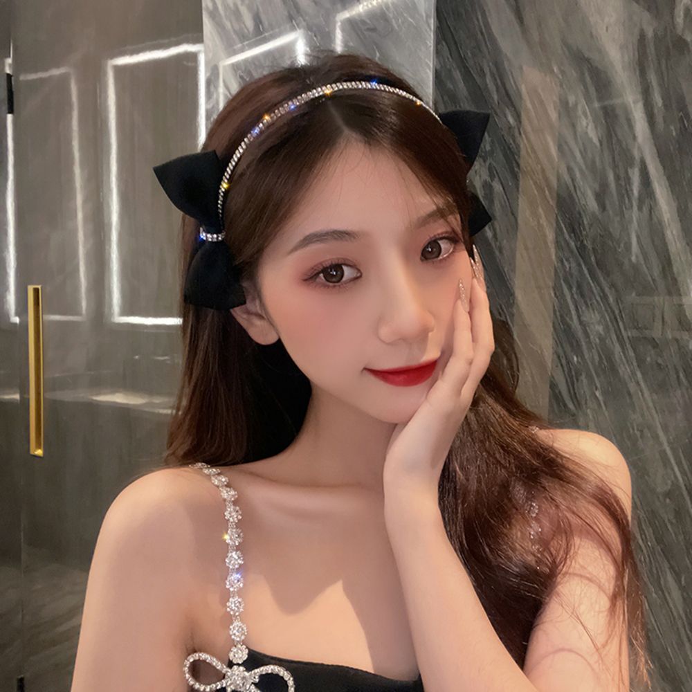 Cài tóc đính nơ và kim cương giả phong cách Hàn Quốc cổ điển hợp thời trang