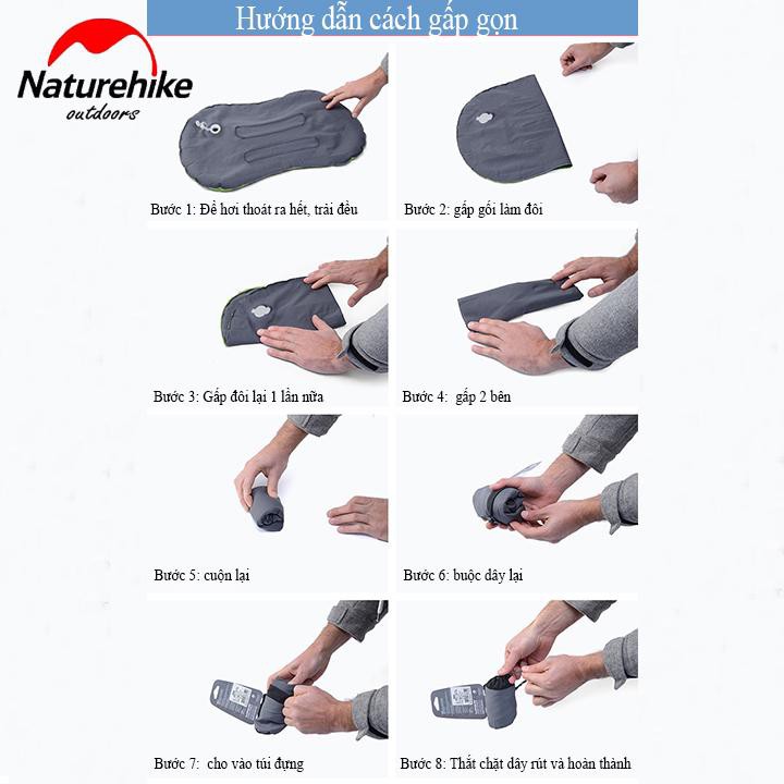 Gối bơm hơi tựa lưng văn phòng, du lịch dã ngoại gấp gọn chính hãng Naturehike NH17T013-Z dành cho cả nam và nữ