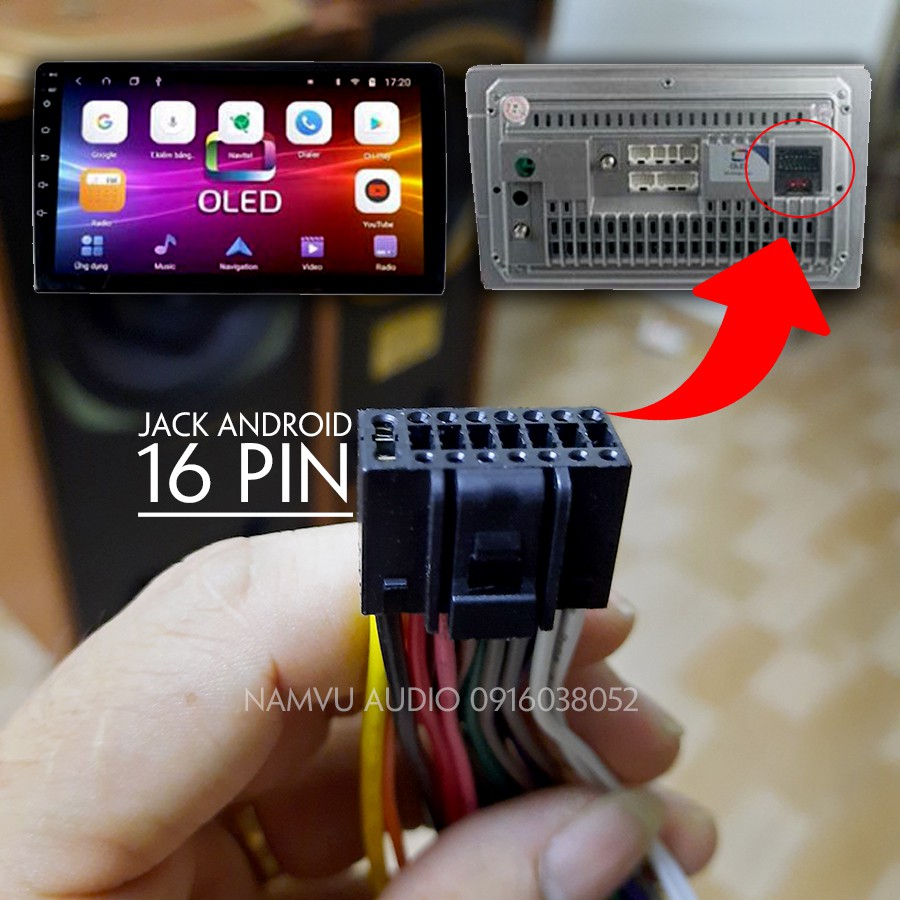 Dây cáp Nguồn và Loa 16 PIN kết nối đầu nghe nhạc ô tô Android