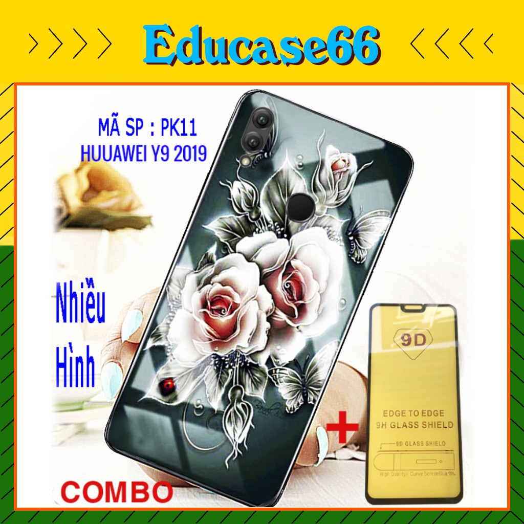 COMBO ỐP LƯNG HUAWEI Y9 2019 (ốp lưng kính 3D + tặng kèm cường lực 9D full màn hình)