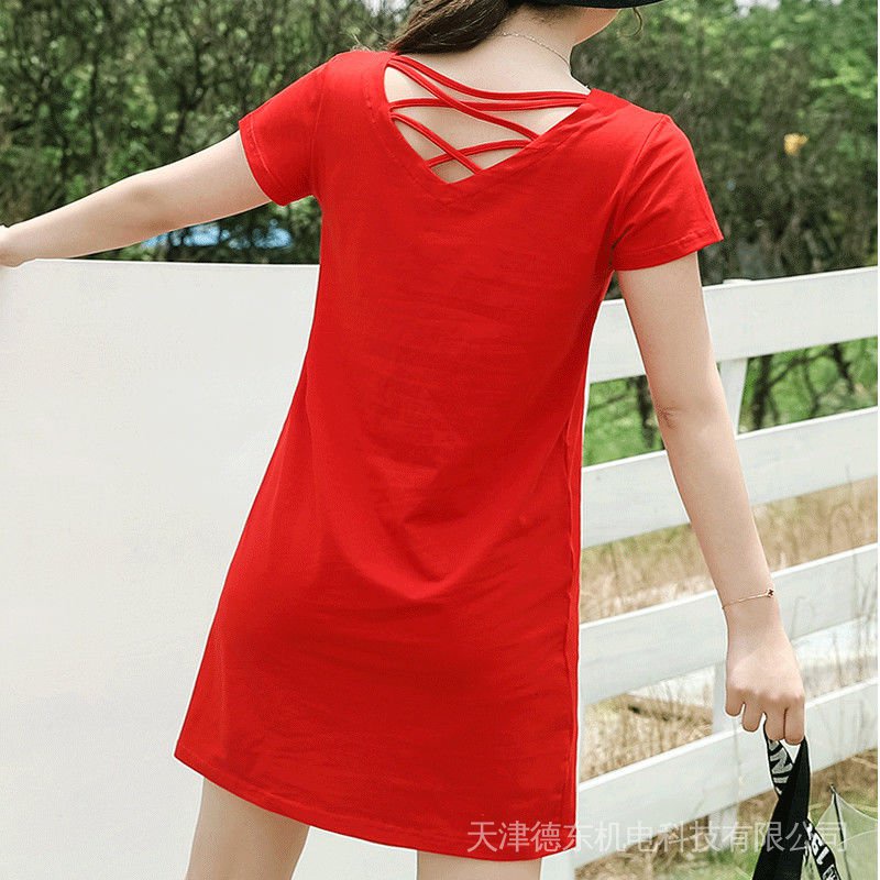 Đầm Thun Dáng Rộng Dài Tay Cộc Cổ Chữ V Phong Cách Phương Tây Thời Trang Mùa Hè Hàng Mới Dành Cho Bạn Nữ 2022