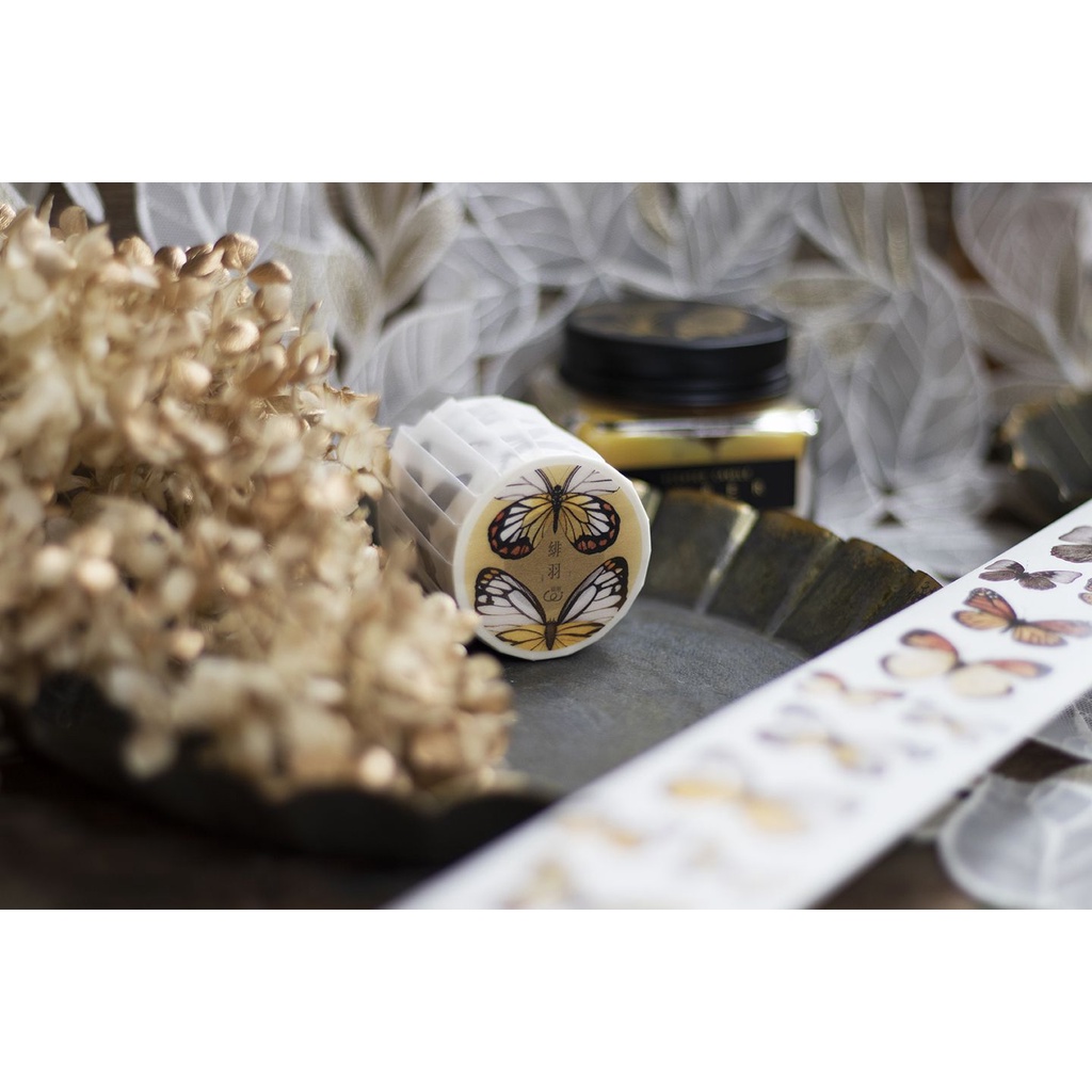 Meohime 𓃠Hãng Loidesign - Băng dán washi tape cổ điển vintage butterfly
