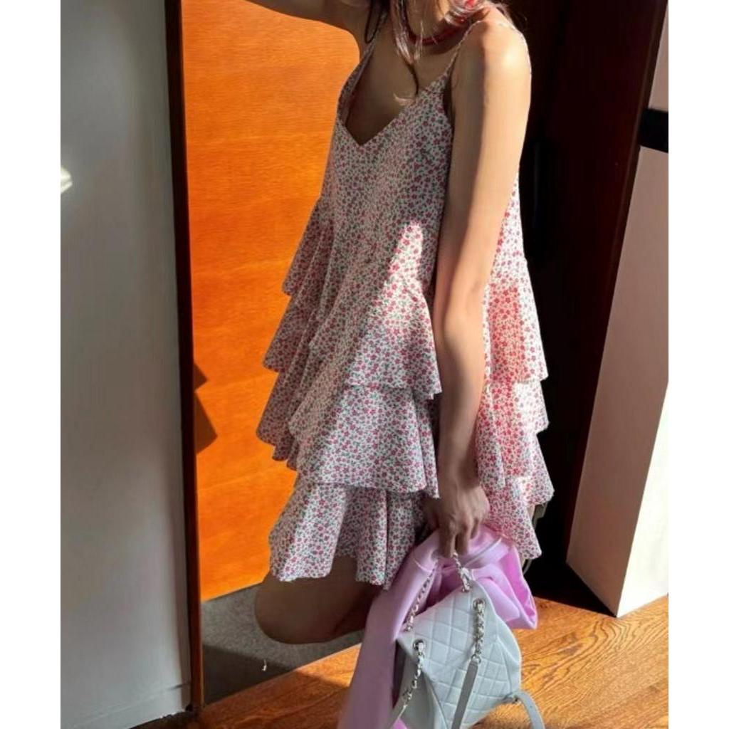 Đầm Hoa Hai Dây Cổ Điển 61582