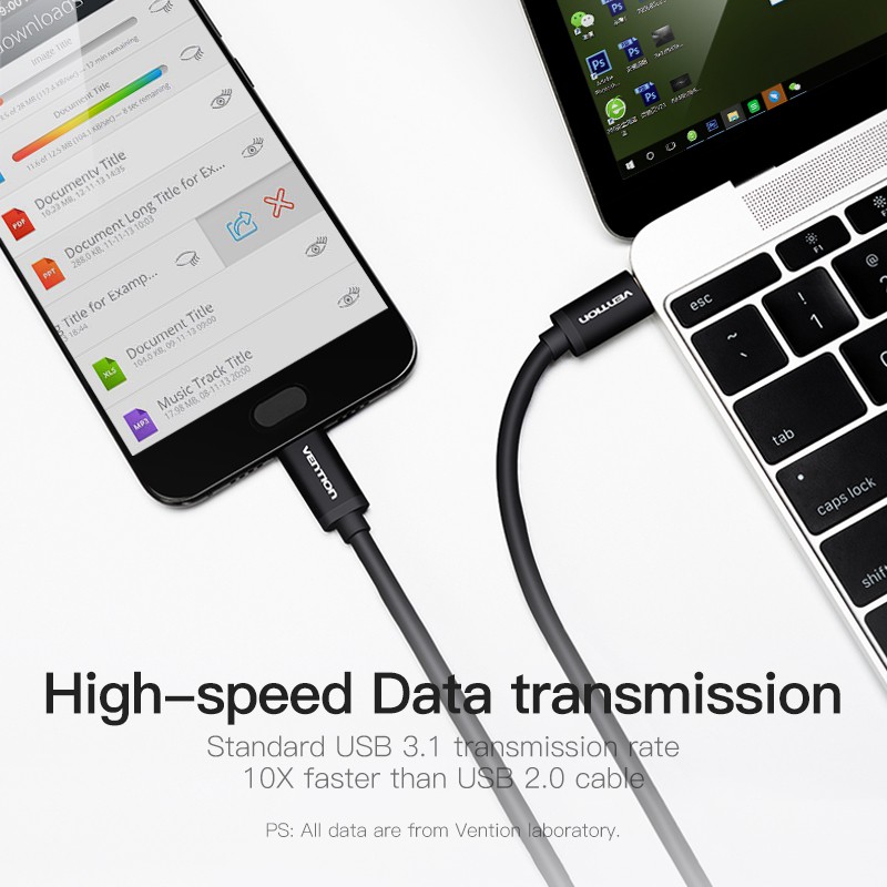 [Mã SKAMCLU9 giảm 10% đơn 100K] Cáp USB Type C Male to Male Vention (1m-1.5m) CAUB - Ben Computer