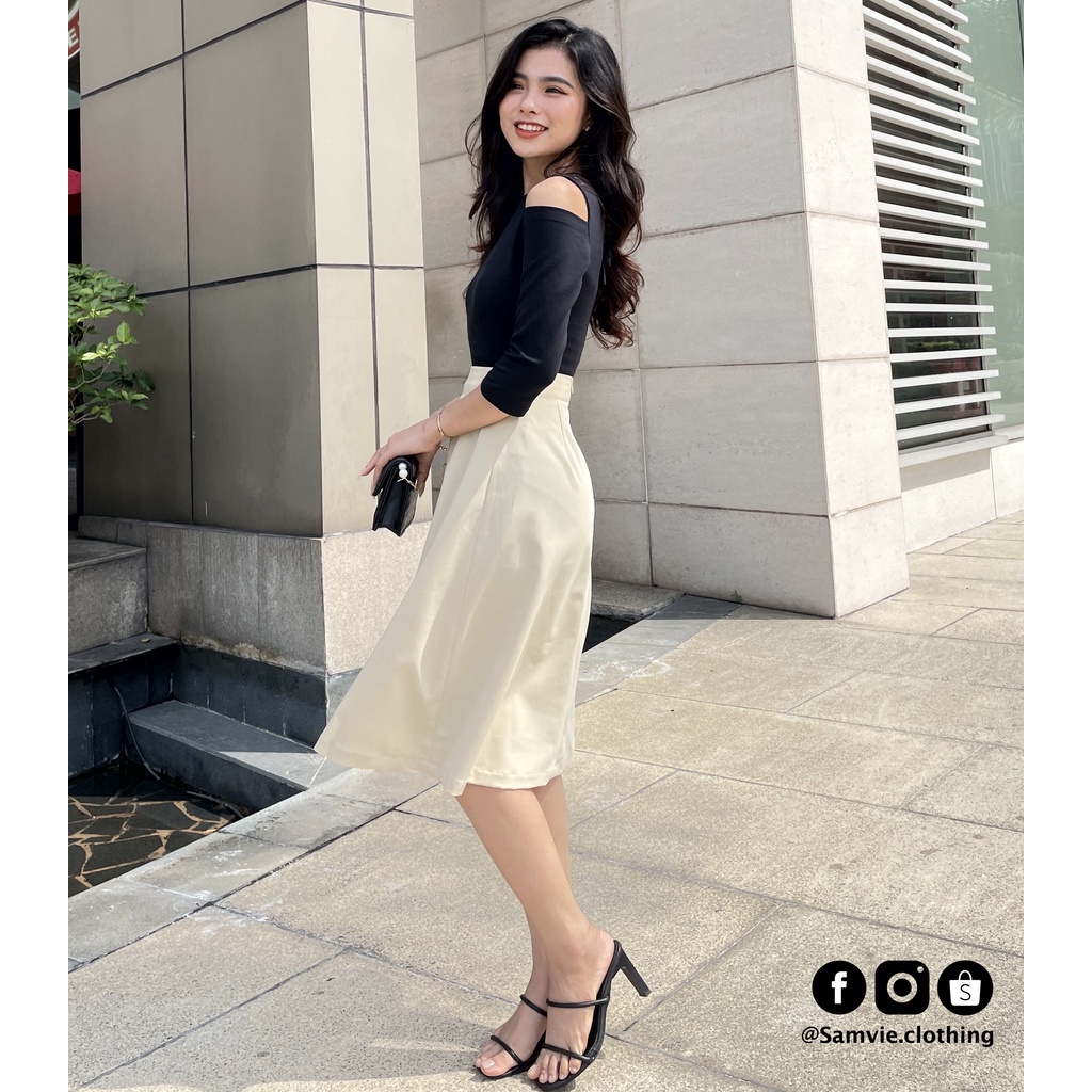 Chân váy dài Midi dáng xòe nhẹ đi làm công sở, đi chơi Samvie | BigBuy360 - bigbuy360.vn