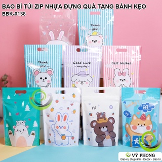 SET 10 BAO BÌ TÚI ZIP NHỰA 15X23cm ĐỰNG BÁNH KẸO ĐỒ ĂN VẶT ĐỂ QUÀ TẶNG CÁC DỊP LỄ TẾT BBK-0138