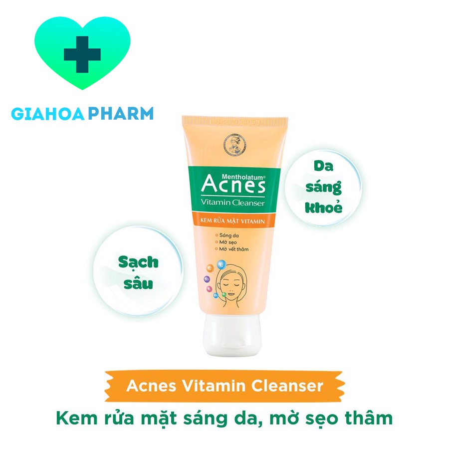 Kem rửa mặt vitamin Acnes Cleanser giúp phục hồi làn da sau mụn sáng khỏe, mịn màng, mờ sẹo và giảm nhanh thâm mụn