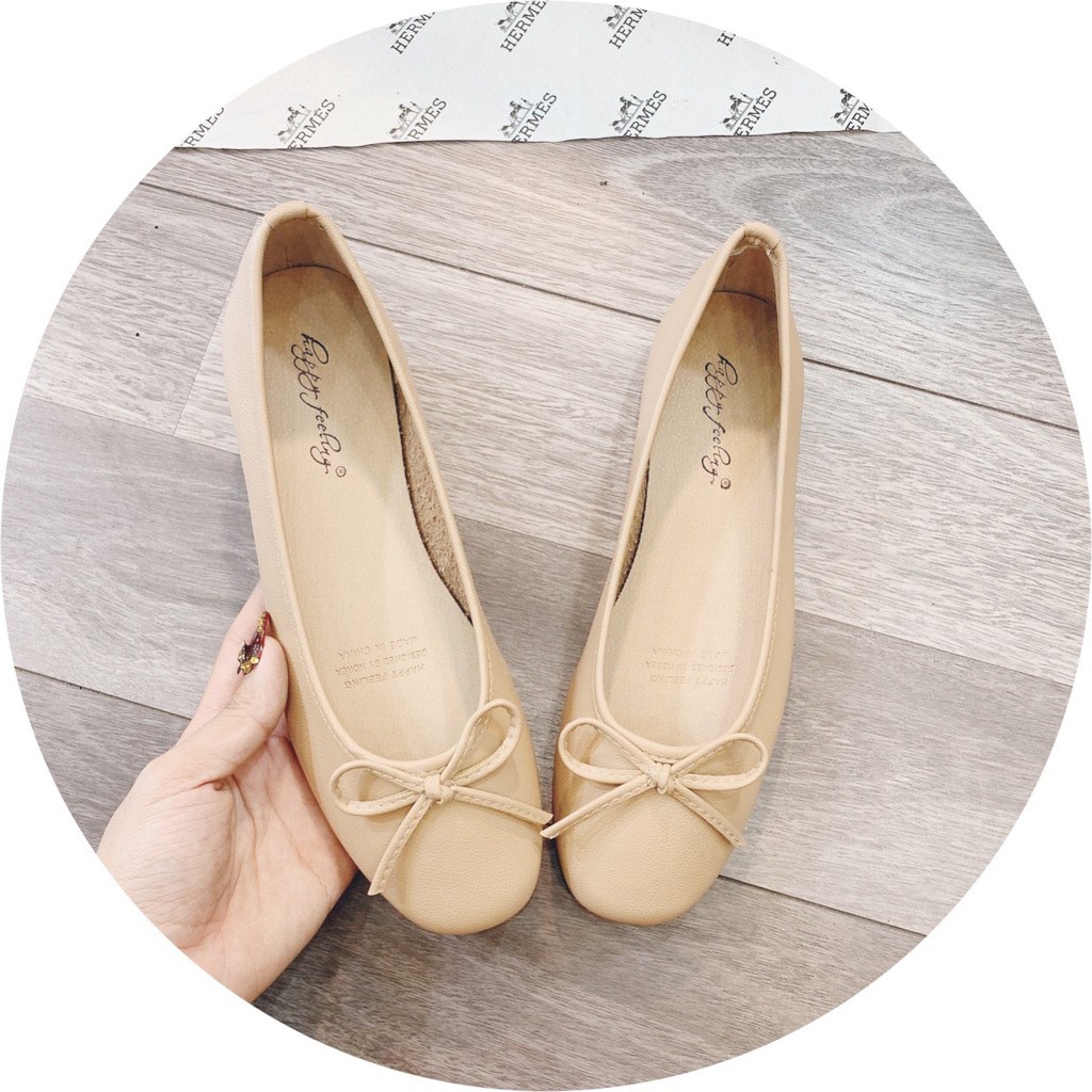 Giày bệt nơ nhỏ da siêu mềm - Form rộng 1 size | BigBuy360 - bigbuy360.vn