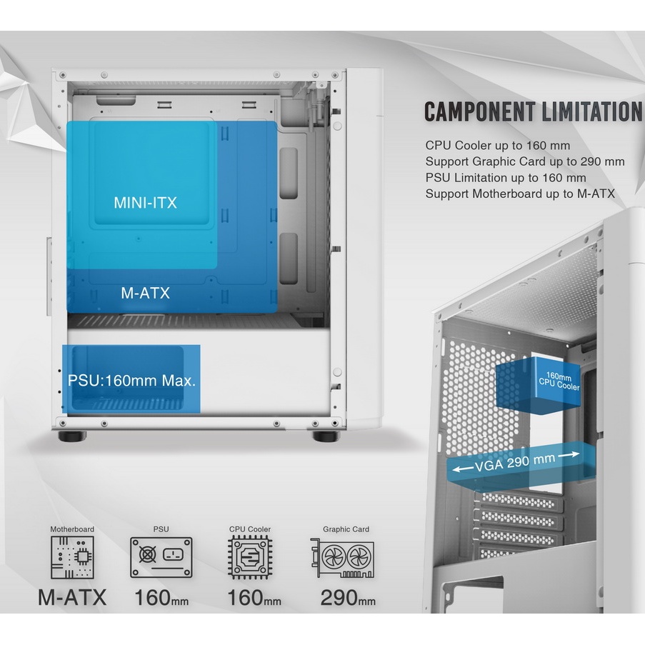 VỎ CASE MÁY TÍNH XIGMATEK AERO ARTIC - M-ATX, 1 SIDE TEMPERED GLASS NEW (ĐEN/TRẮNG)