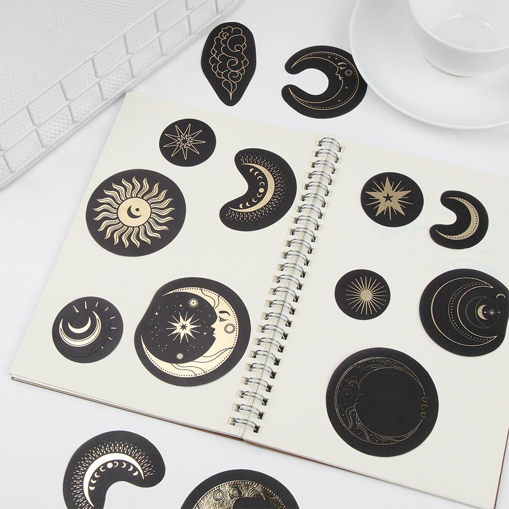 1 Bộ Sticker Dán Trang Trí Sổ Tay Nhật Ký Hình Trăng Sao Màu Vàng