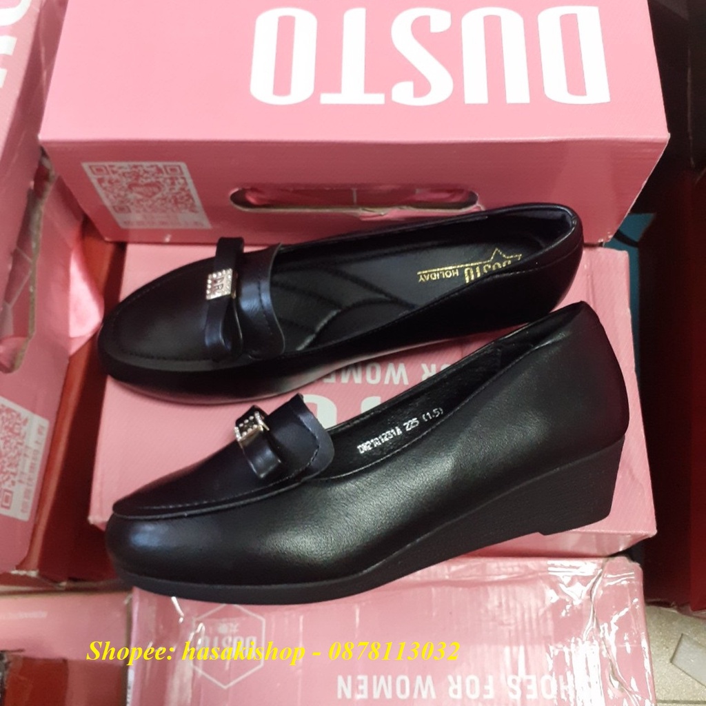 Giày đế xuồng Dusto da trơn mềm mịn, đế 3.7cm