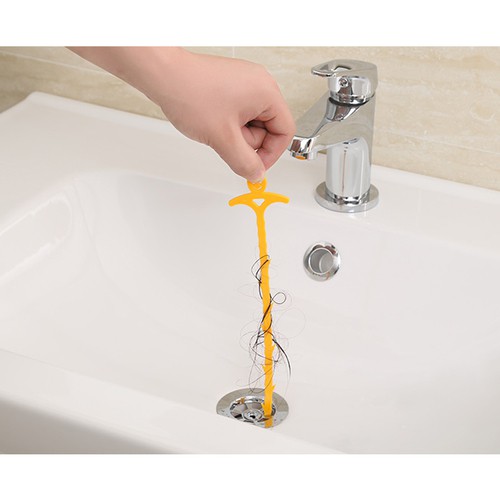 Dây thông tắc cống FREESHIP vệ sinh thông tắc bồn rữa tay bằng nhựa, răng cưa màu vàng