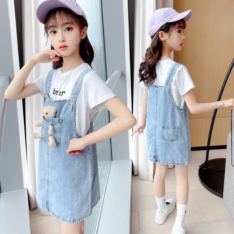 Đầm Yếm Thời Trang Xuân Thu 2021 Dành Cho Bé Gái 8-7-9 Tuổi