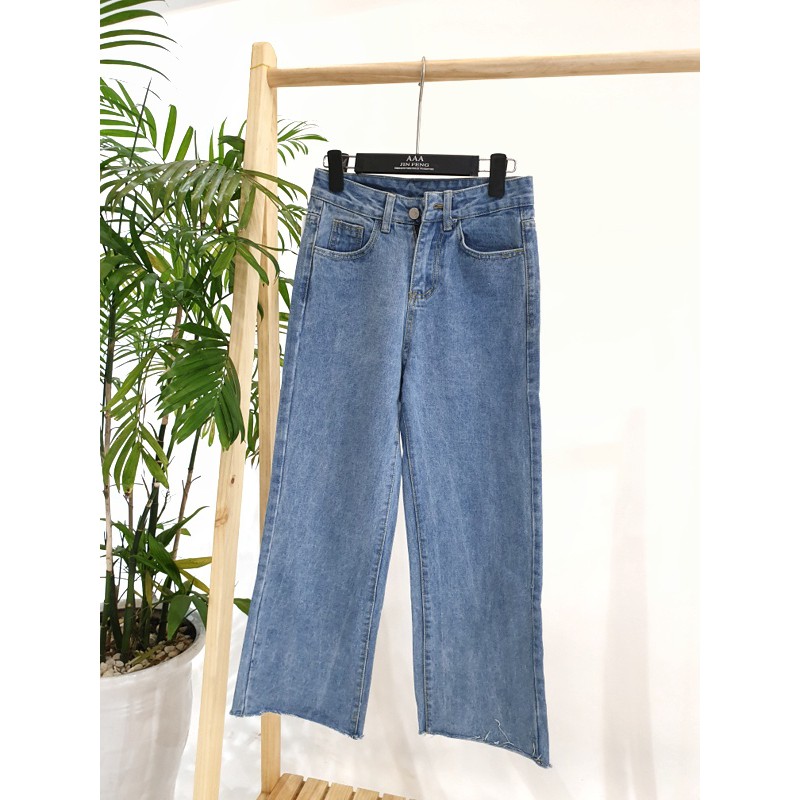 Jean dài trơn ống rộng tua rua ít (hình shop tự chụp)